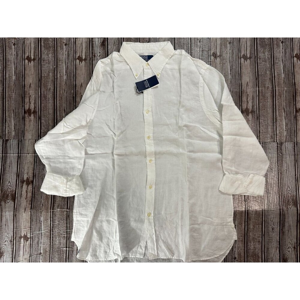 Polo Ralph Lauren 100% Linen Custom fit shirt size 2XL color White NWT $168